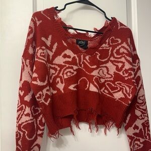 Red and white hearts sweater